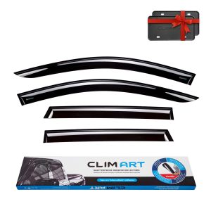CLIM ART 417017LP Extra Durable Side Window Deflectors Rain & Wind Guards, Tape-On, 4 pcs