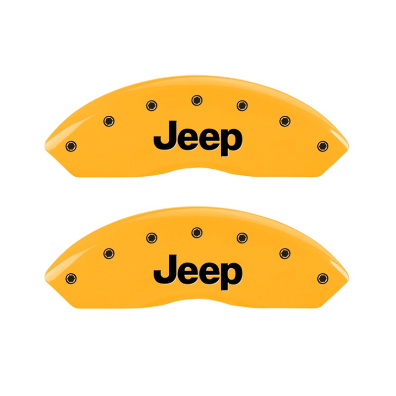 Front set 2 caliper covers, Engraved Front: JEEP, Yellow powder coat finish, black characters