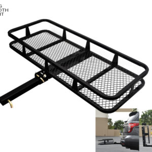 Armordillo 2in. Hitch Cargo Carrier - 500 Lbs- 20X48 Basket Style Fold Up - Black Accessories Black Trailer Hitches