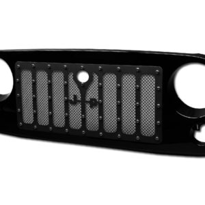 Armordillo 2007-2018 Jeep Wrangler JK Model Studded Mesh Grille Gloss Black