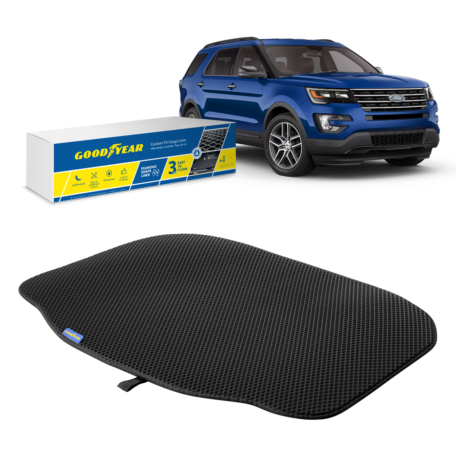 Goodyear Car Accessories GY004510 Goodyear Custom Fit Cargo Mat Liner with Diamond Shape technology