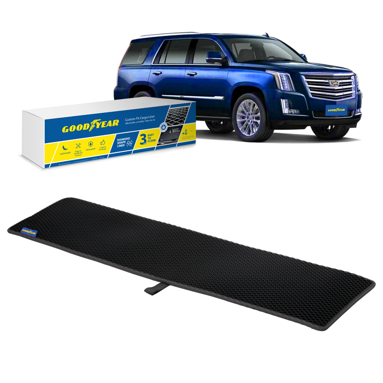 Goodyear Car Accessories GY004588 Goodyear Custom Fit Cargo Mat Liner with Diamond Shape technology