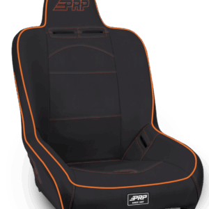 Premier High Back Suspension Seat; Black & Orange Vinyl
