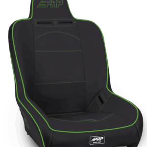 Premier High Back Suspension Seat; Black & Green Vinyl