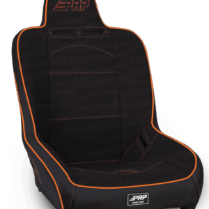 Premier High Back Suspension Seat; Black & Orange Tweed