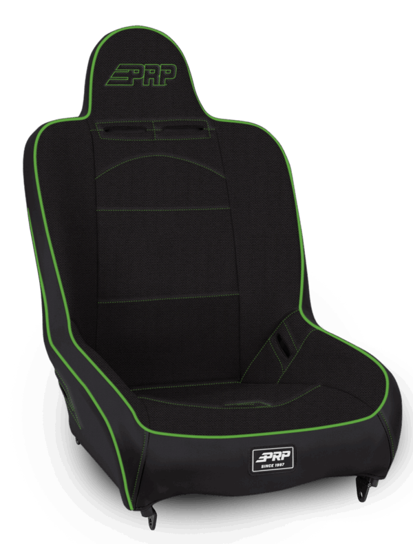 Premier High Back Suspension Seat; Black & Green Tweed