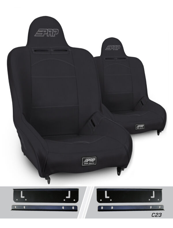 Premier High Back Suspension Seats Kit for 97-02 Jeep Wrangler TJ (Pair), Black