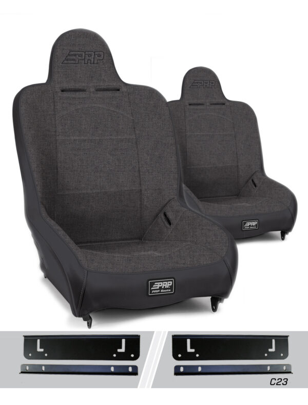 Premier High Back Suspension Seats Kit for 97-02 Jeep Wrangler TJ (Pair), Grey