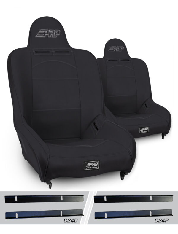 Premier High Back Suspension Seats Kit for 03-06 Jeep Wrangler TJ (Pair), Black