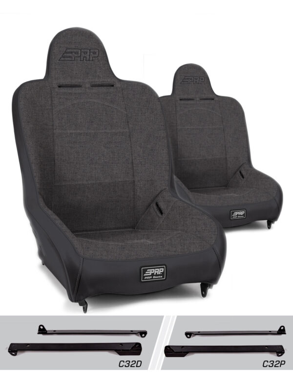 Premier High Back Suspension Seats Kit for Jeep Wrangler CJ7/YJ (Pair), Grey