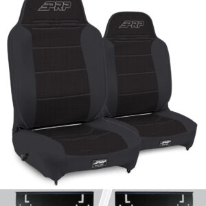 Enduro High Back Reclining Suspension Seats Kit for 97-02 Jeep Wrangler TJ (Pair), Black