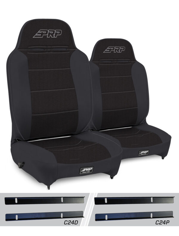 Enduro High Back Reclining Suspension Seats Kit for 03-06 Jeep Wrangler TJ (Pair), Black