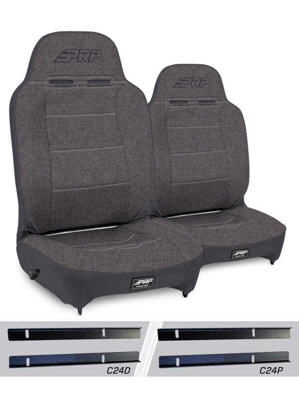 Enduro High Back Reclining Suspension Seats Kit for 03-06 Jeep Wrangler TJ (Pair), Grey