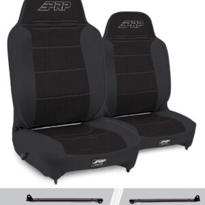 Enduro High Back Reclining Suspension Seats Kit for Jeep Wrangler CJ7/YJ (Pair), Black