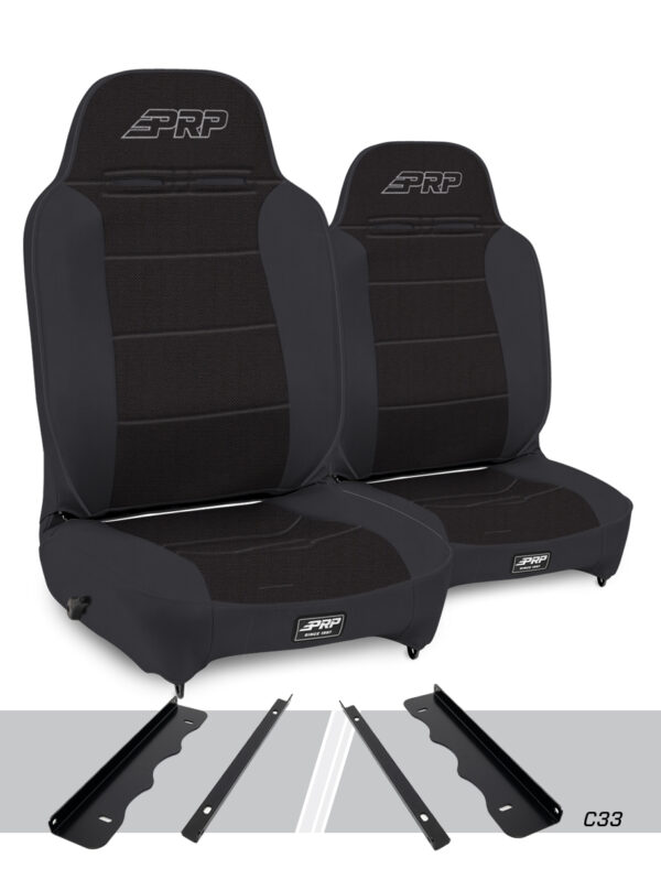 Enduro High Back Reclining Suspension Seats Kit for 95-01 Jeep Cherokee XJ (Pair), Black