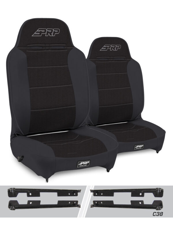Enduro High Back Reclining Suspension Seats Kit for Jeep Wrangler JK/JKU (Pair), Black