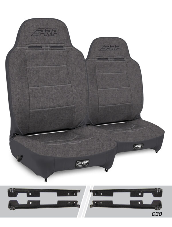 Enduro High Back Reclining Suspension Seats Kit for Jeep Wrangler JK/JKU (Pair), Grey