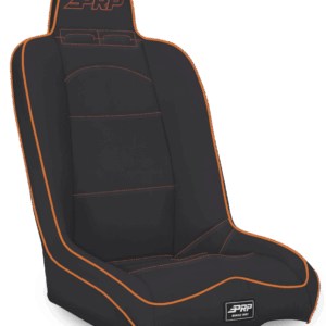 Daily Driver High Back Suspension Seat; Black & Orange Vinyl