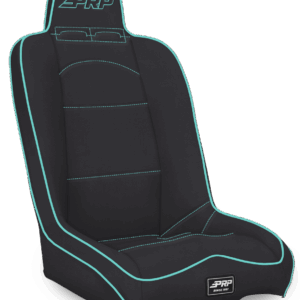 Daily Driver High Back Suspension Seat; Black & Teal Vinyl