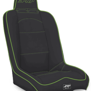 Daily Driver High Back Suspension Seat; Black & Green Vinyl