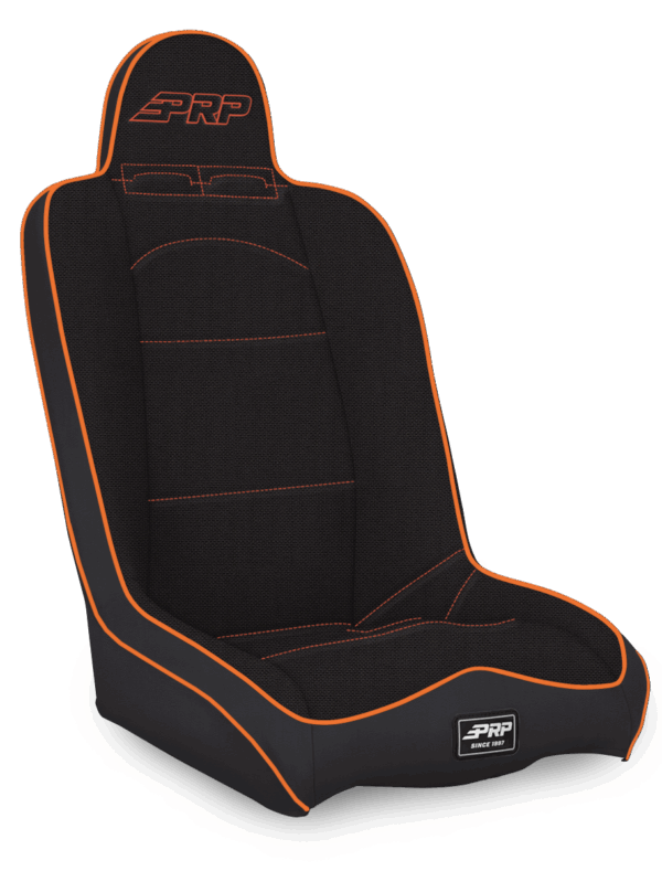 Daily Driver High Back Suspension Seat; Black & Orange Tweed