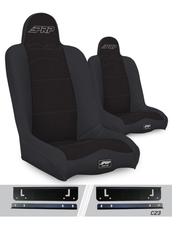 Daily Driver High Back Suspension Seats Kit for 97-02 Jeep Wrangler TJ (Pair), Black