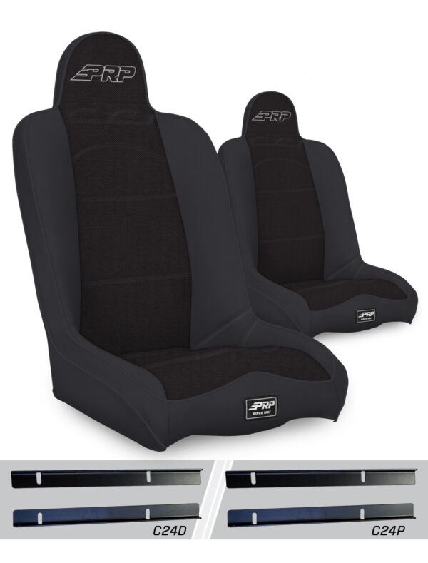 Daily Driver High Back Suspension Seats Kit for 03-06 Jeep Wrangler TJ (Pair), Black