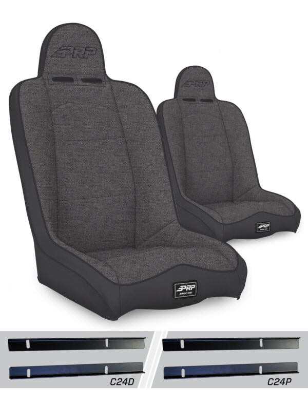 Daily Driver High Back Suspension Seats Kit for 03-06 Jeep Wrangler TJ (Pair), Grey