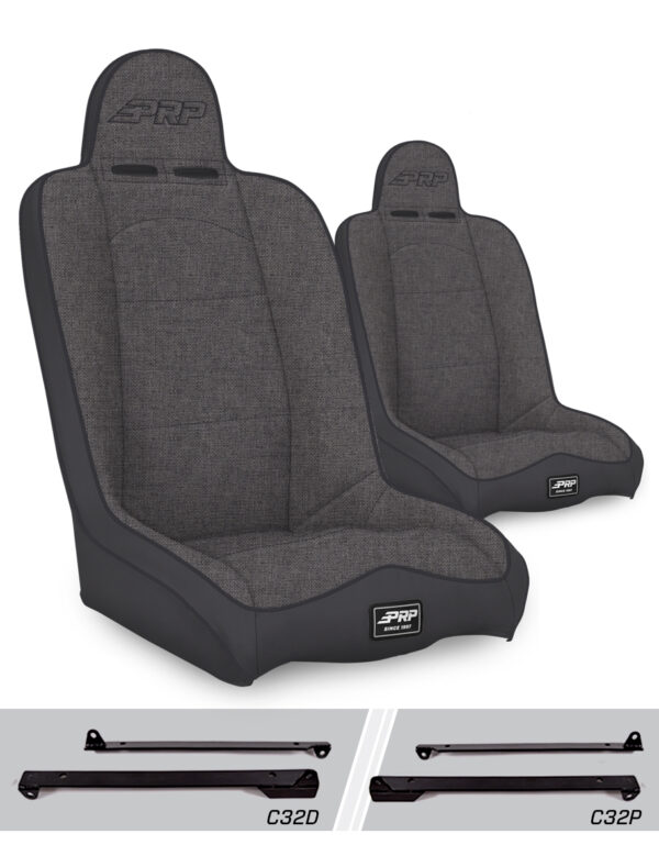 Daily Driver High Back Suspension Seats Kit for Jeep Wrangler CJ7/YJ (Pair), Grey