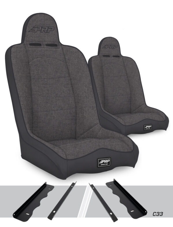 Daily Driver High Back Suspension Seats Kit for 95-01 Jeep Cherokee XJ (Pair), Grey