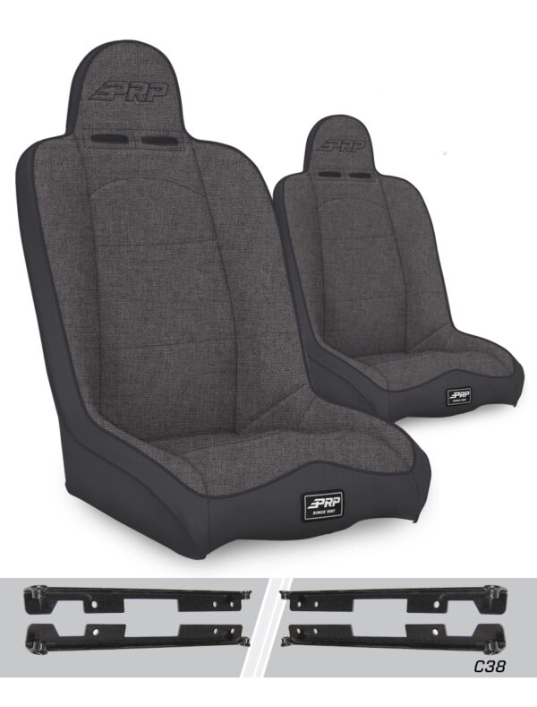 Daily Driver High Back Suspension Seats Kit for Jeep Wrangler JK/JKU (Pair), Grey
