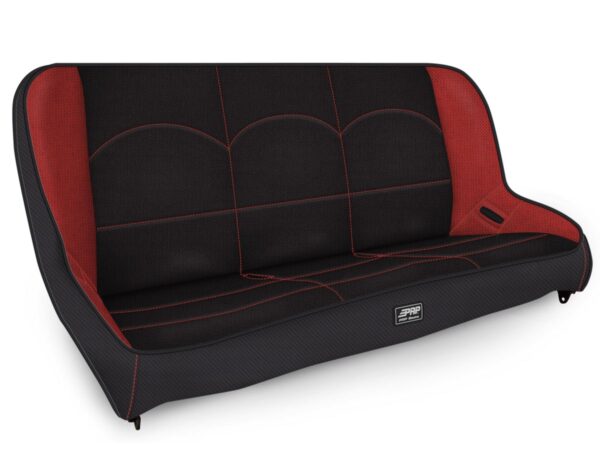 Low Back Rear Bench for Jeep CJ7/YJ; Black and Red