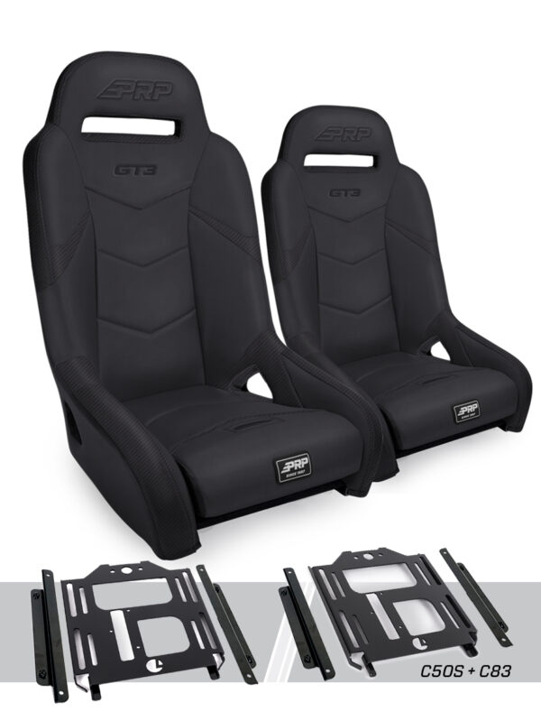GT3 Suspension Seats Kit for Polaris RZR 570, 800, 900 (Pair), Black