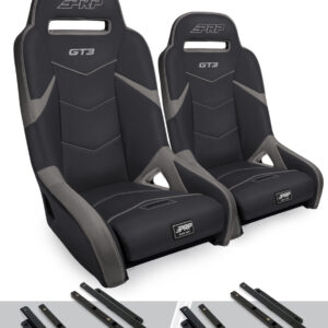 GT3 Suspension Seats Kit for Polaris General, RZR S 900, 900 Trail, Trail, XP 1000, Turbo, Turbo S, RS1 (Pair), Black & Grey