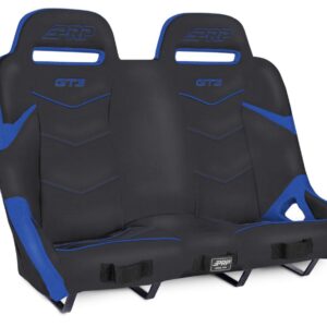 GT3 Quick Release Rear Suspension Bench Seat for Polaris RZR PRO XP4, PRO R4, Turbo R4, Black & Blue