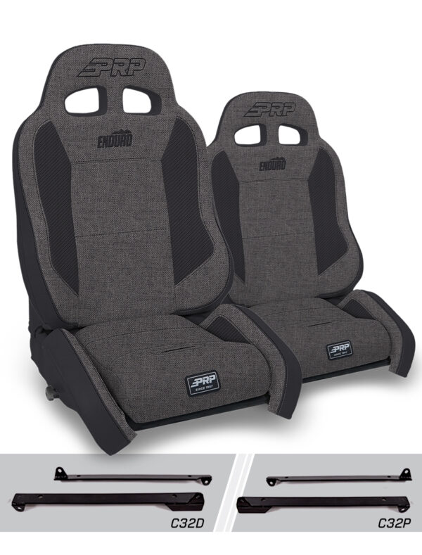 Enduro Elite Suspension Seat - Crawl Edition, Kit for Jeep Wrangler CJ7/YJ (Pair), Grey