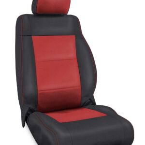 Front Seat Covers for '11–'12 Jeep Wrangler JK, 2 door or 4 door (Pair) - Black and red
