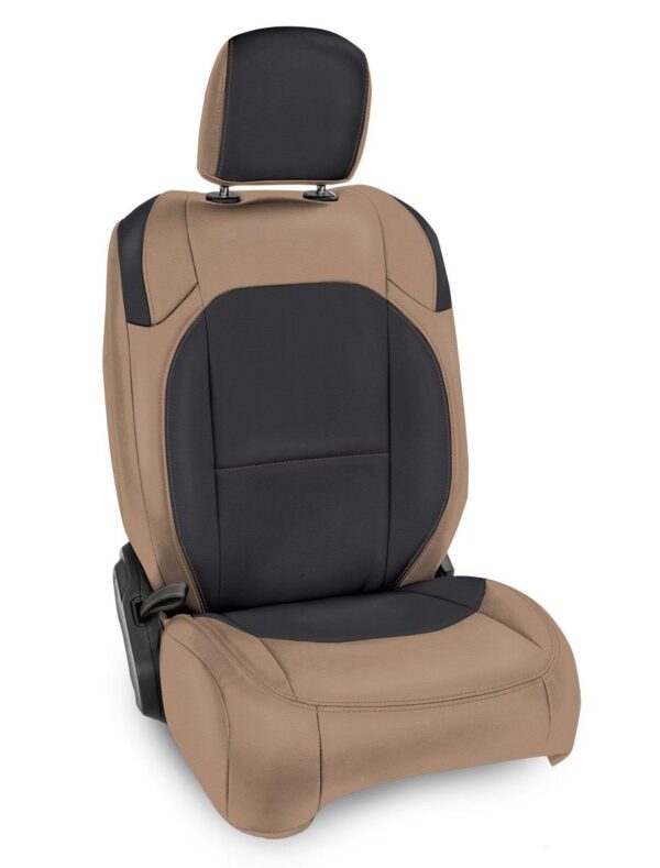 Front Seat Covers for Jeep Wrangler JL, 2 door; with Pocket Back (Pair) - Black and tan