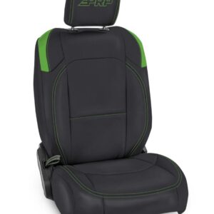Front Seat Covers for Jeep Wrangler JL, 2 door; with Pocket Back (Pair) - Black and Green