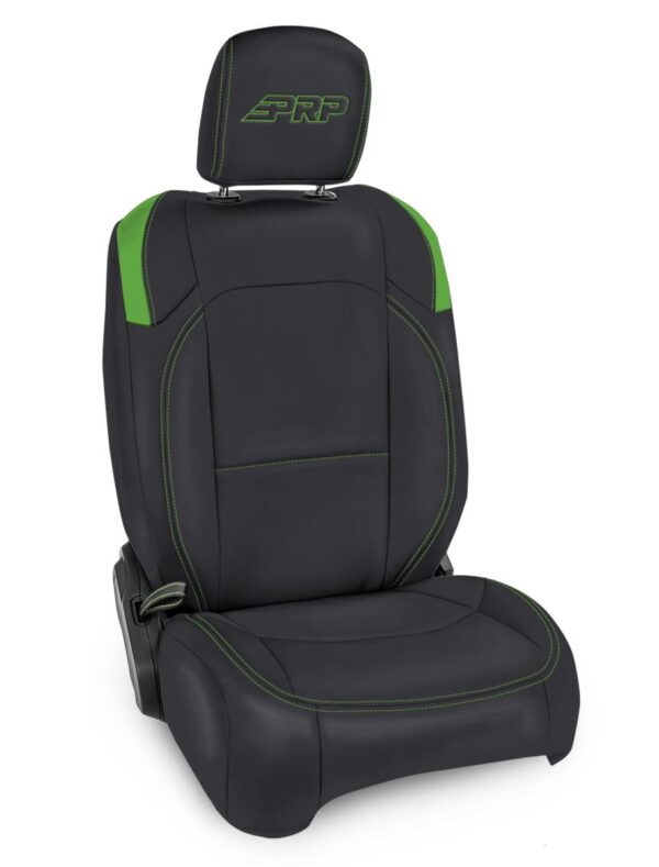 Front Seat Covers for Jeep Wrangler JL, 2 door; with Pocket Back (Pair) - Black and Green