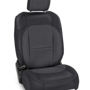 Front Seat Covers for Jeep Wrangler JLU, 4 door; Jeep Gladiator JT; with Molle Back (Pair) - Black and grey