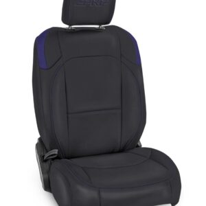 Front Seat Covers for Jeep Wrangler JLU, 4 door; Jeep Gladiator JT; with Molle Back (Pair) - Black and Purple