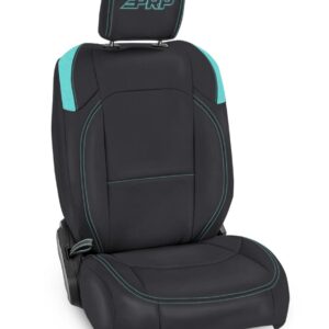 Front Seat Covers for Jeep Wrangler JLU, 4 door; Jeep Gladiator JT; with Molle Back (Pair) - Black and Teal