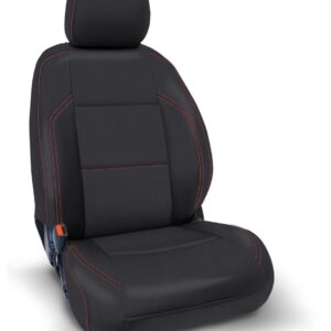 Front Seat Covers for 2016-2023 Toyota Tacoma with Manual Seat Adjusters (Pair) - Black with Red Stitching