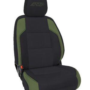 Front Seat Covers for 2016-2023 Toyota Tacoma with Manual Seat Adjusters (Pair) - Black and Olive Green