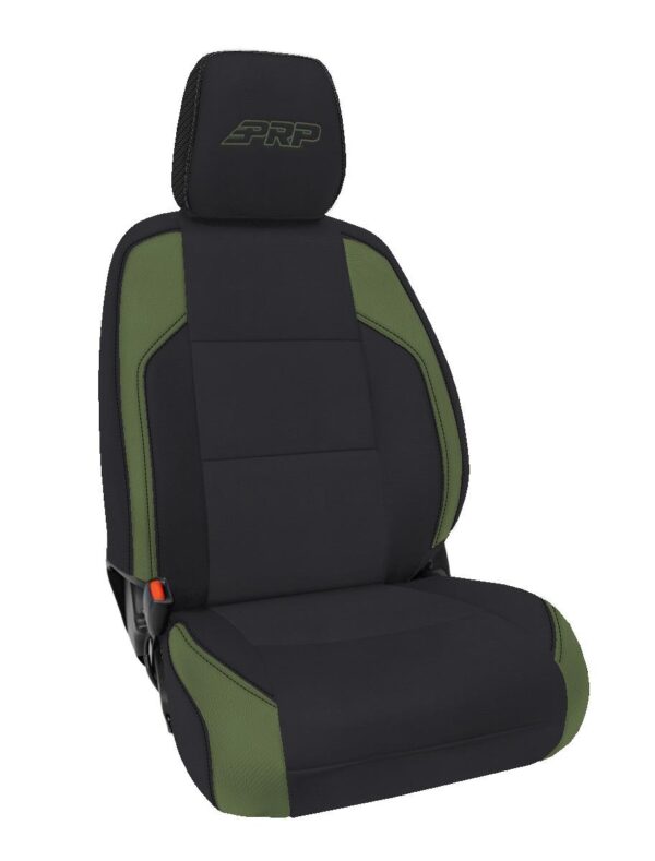 Front Seat Covers for 2016-2023 Toyota Tacoma with Manual Seat Adjusters (Pair) - Black and Olive Green