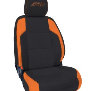 Front Seat Covers for 2016-2023 Toyota Tacoma with Manual Seat Adjusters (Pair) - Black and Orange