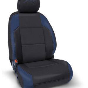 Front Seat Covers for 2016-2023 Toyota Tacoma with Manual Seat Adjusters (Pair) - Black and Navy Blue