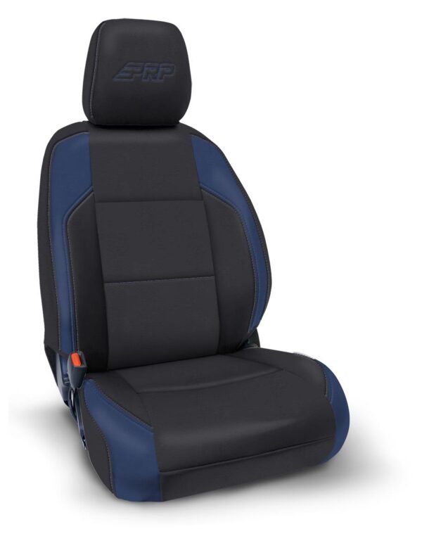 Front Seat Covers for 2016-2023 Toyota Tacoma with Electric Seat Adjusters (Pair) - Black and Navy Blue