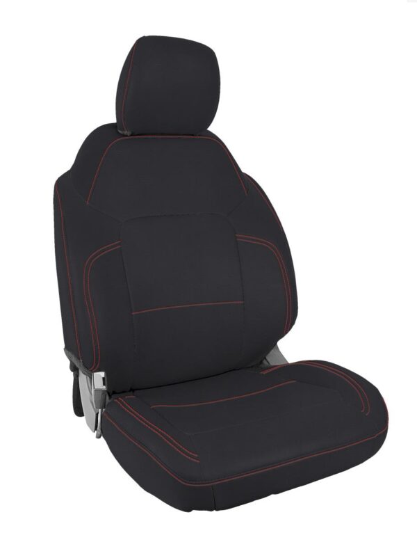 Front Seat Covers for 2021+ Ford Bronco, 4 Door - Black with Red Stitching